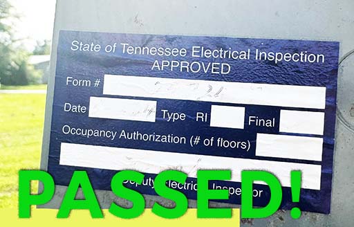 electrical inspection passed for electric vehicle pole blount county